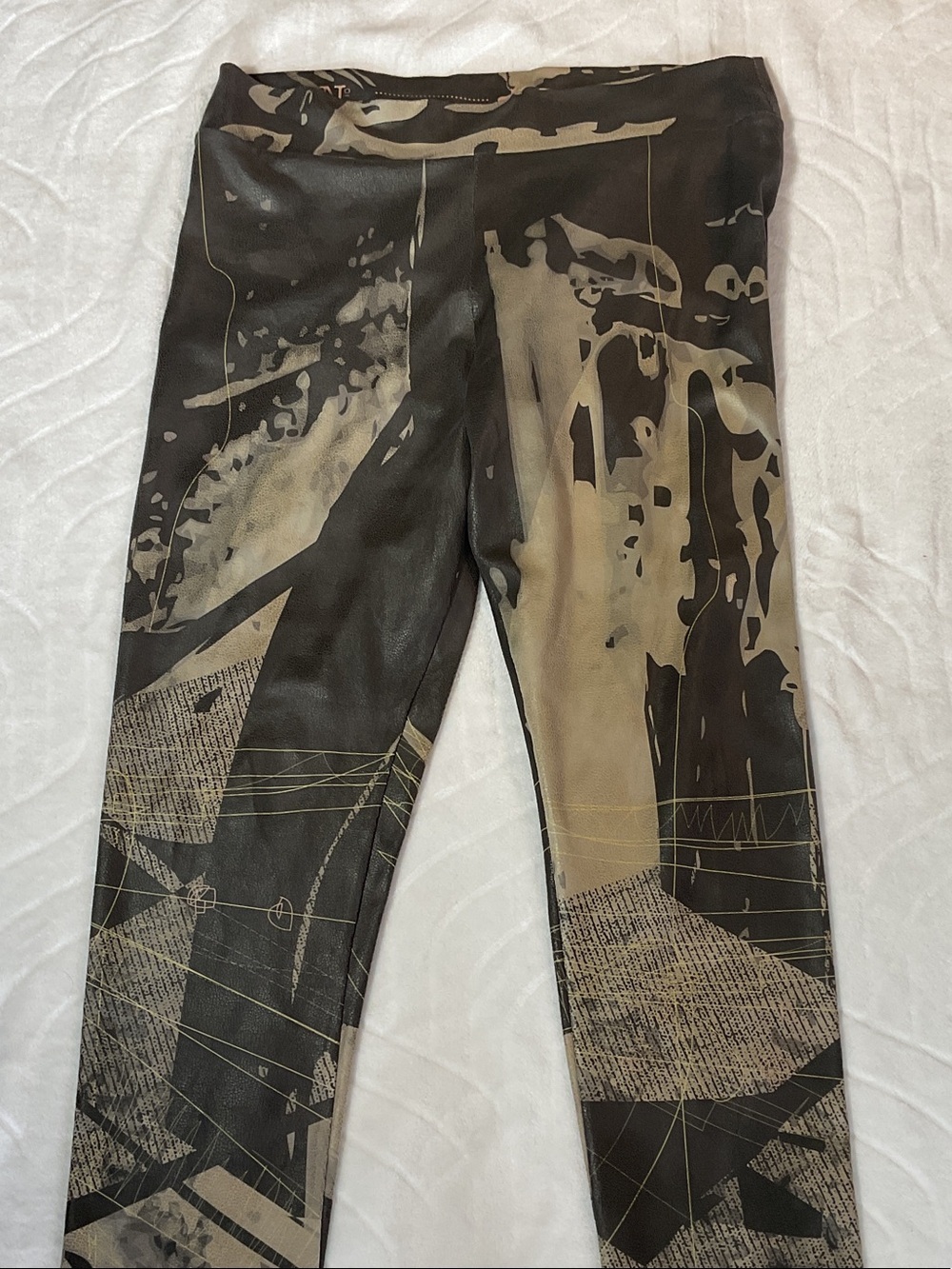 Women's Abstract Print Leggings - Brown/Black